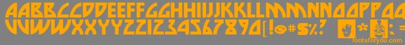 フォントDie – オレンジの文字は灰色の背景にあります。