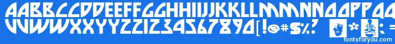 Czcionka Die – białe czcionki na niebieskim tle