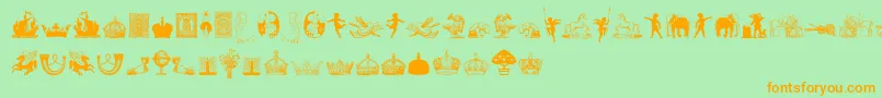 CornucopiaOfDingbatsFive-Schriftart – Orangefarbene Schriften auf grünem Hintergrund