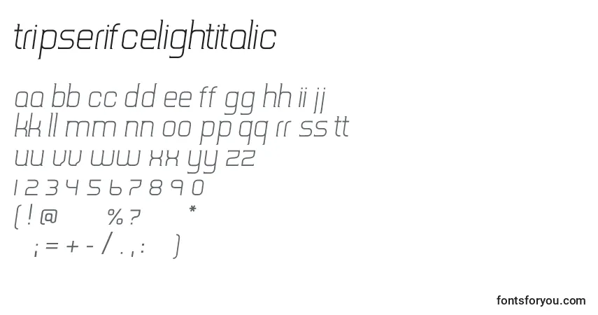 TripserifceLightitalic Font – alphabet, numbers, special characters