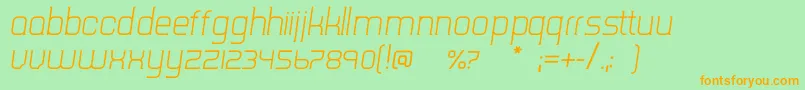 フォントTripserifceLightitalic – オレンジの文字が緑の背景にあります。