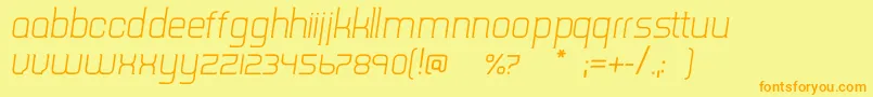 フォントTripserifceLightitalic – オレンジの文字が黄色の背景にあります。