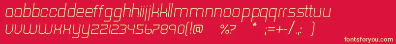 Fonte TripserifceLightitalic – fontes amarelas em um fundo vermelho