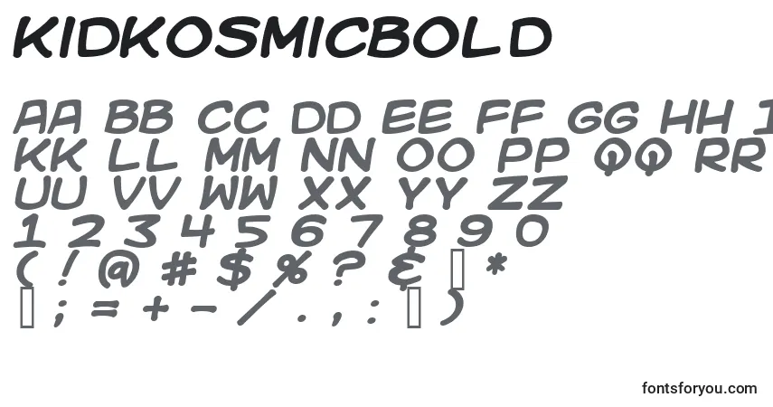 Шрифт KidKosmicBold – алфавит, цифры, специальные символы