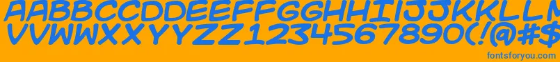 KidKosmicBold-Schriftart – Blaue Schriften auf orangefarbenem Hintergrund