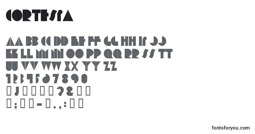 Schriftart Cortesia – Alphabet, Zahlen, spezielle Symbole