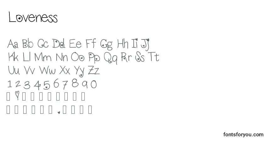Czcionka Loveness – alfabet, cyfry, specjalne znaki