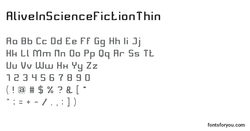 AliveInScienceFictionThin Font – alphabet, numbers, special characters