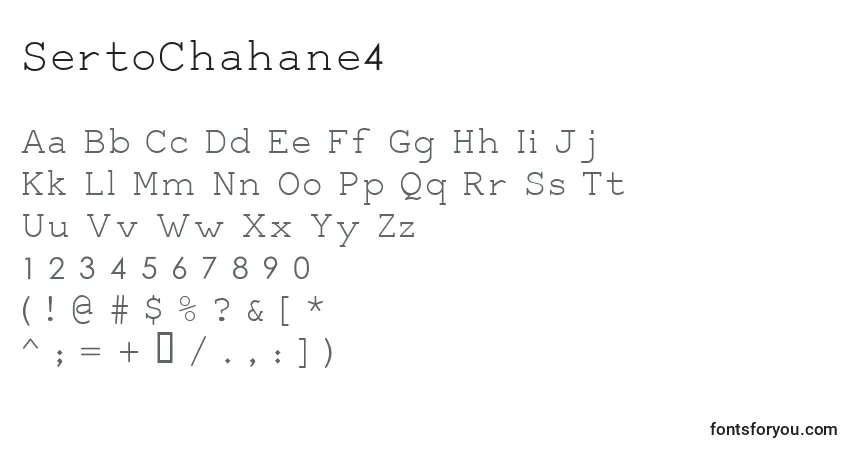 Czcionka SertoChahane4 – alfabet, cyfry, specjalne znaki