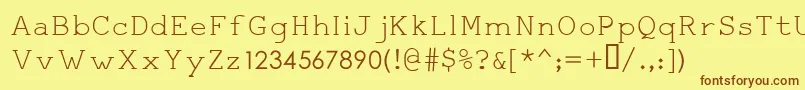 フォントSertoChahane4 – 茶色の文字が黄色の背景にあります。