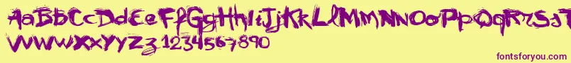 Vtks Mural Font – Purple Fonts on Yellow Background