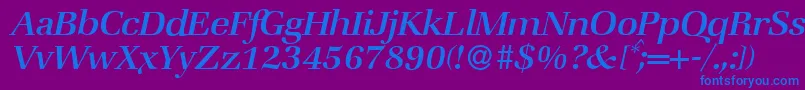 ZabriskiebookItalic-fontti – siniset fontit violetilla taustalla