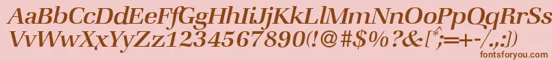 Fonte ZabriskiebookItalic – fontes marrons em um fundo rosa