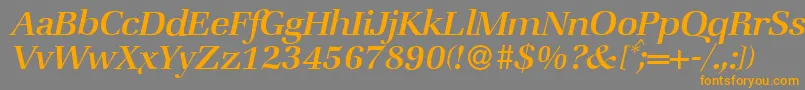 ZabriskiebookItalic-fontti – oranssit fontit harmaalla taustalla