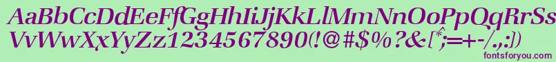 ZabriskiebookItalic Font – Purple Fonts on Green Background