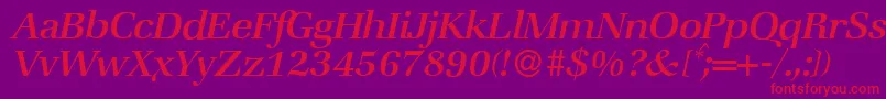 ZabriskiebookItalic-fontti – punaiset fontit violetilla taustalla