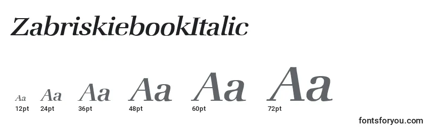 Размеры шрифта ZabriskiebookItalic
