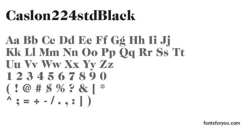 A fonte Caslon224stdBlack – alfabeto, números, caracteres especiais