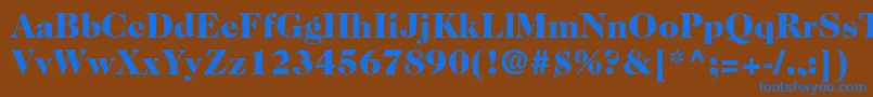 Fonte Caslon224stdBlack – fontes azuis em um fundo marrom