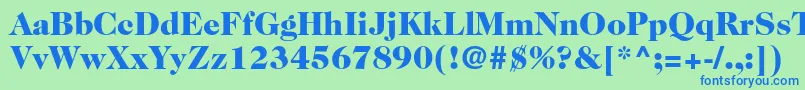 Caslon224stdBlack-Schriftart – Blaue Schriften auf grünem Hintergrund