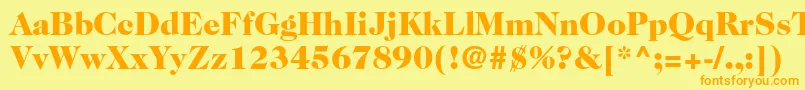 フォントCaslon224stdBlack – オレンジの文字が黄色の背景にあります。