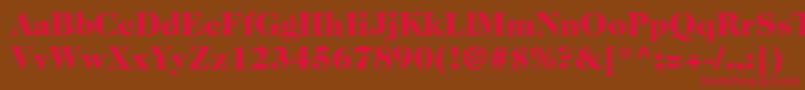 フォントCaslon224stdBlack – 赤い文字が茶色の背景にあります。