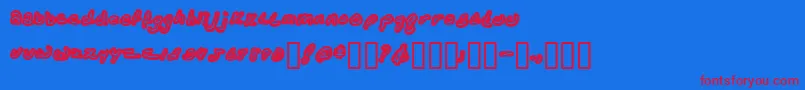 Kathleenlowercase Font – Red Fonts on Blue Background