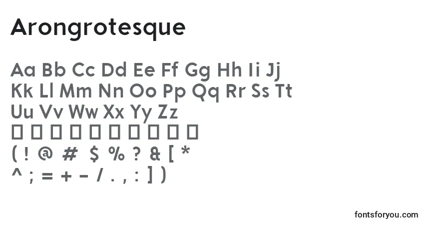 Шрифт Arongrotesque – алфавит, цифры, специальные символы