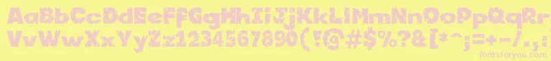 Kornik-fontti – vaaleanpunaiset fontit keltaisella taustalla