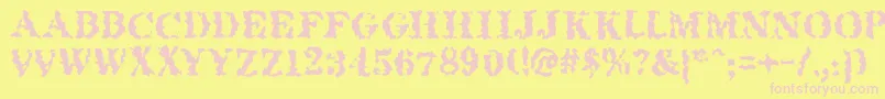 Quakeroman-fontti – vaaleanpunaiset fontit keltaisella taustalla