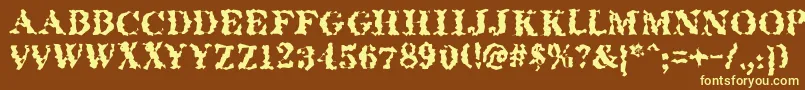 Quakeroman-fontti – keltaiset fontit ruskealla taustalla