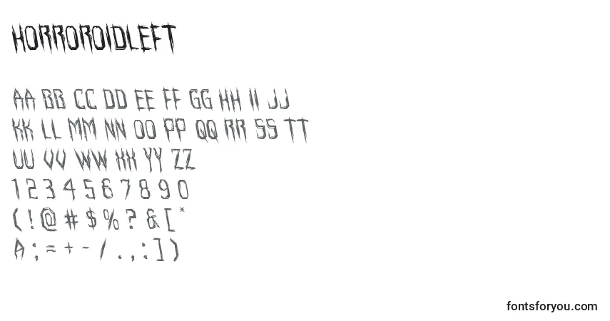 Horroroidleft Font – alphabet, numbers, special characters