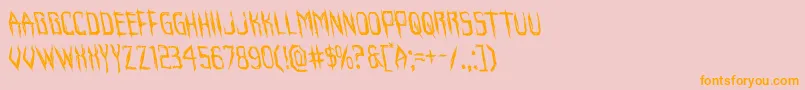 Horroroidleft-Schriftart – Orangefarbene Schriften auf rosa Hintergrund