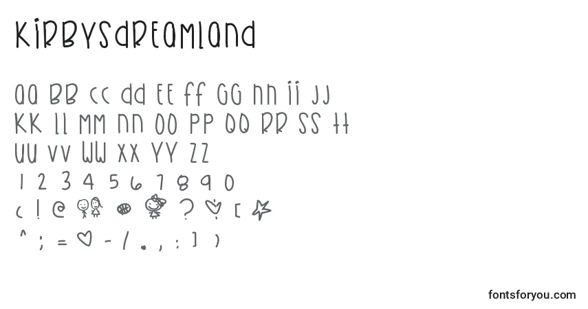 Czcionka Kirbysdreamland – alfabet, cyfry, specjalne znaki