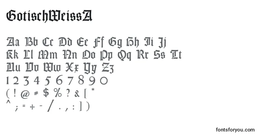 Fuente GotischWeissA - alfabeto, números, caracteres especiales