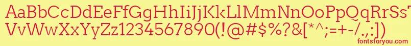 TwentytwelveslabLight Font – Red Fonts on Yellow Background