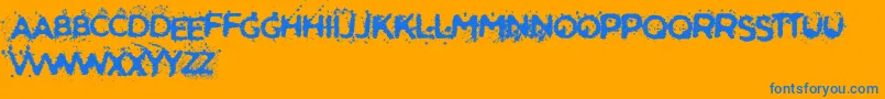 SoldierOfTheDark-Schriftart – Blaue Schriften auf orangefarbenem Hintergrund