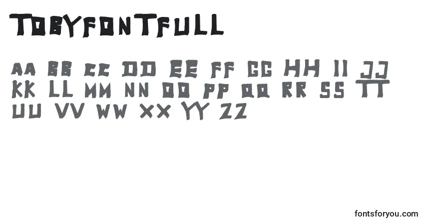 Czcionka TobyfontFull – alfabet, cyfry, specjalne znaki