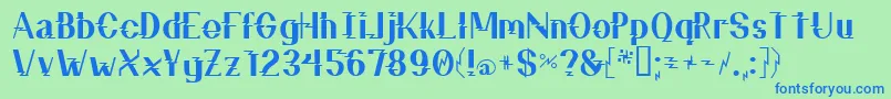 Fonte ZzzTop – fontes azuis em um fundo verde