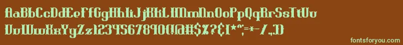 フォントBlackoninautBoldBrk – 緑色の文字が茶色の背景にあります。