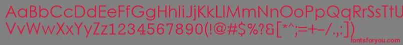 フォントLevenimMt – 赤い文字の灰色の背景