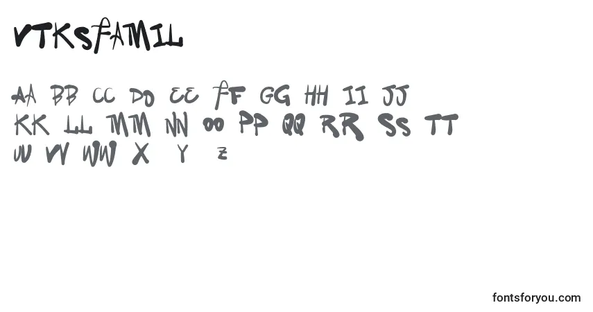 A fonte VtksFamily – alfabeto, números, caracteres especiais