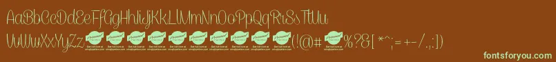 CaneletterscriptthinPersonaluse Font – Green Fonts on Brown Background