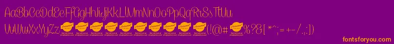 CaneletterscriptthinPersonaluse Font – Orange Fonts on Purple Background