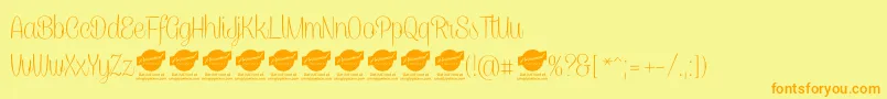 CaneletterscriptthinPersonaluse Font – Orange Fonts on Yellow Background