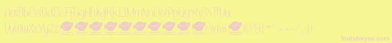CaneletterscriptthinPersonaluse-fontti – vaaleanpunaiset fontit keltaisella taustalla