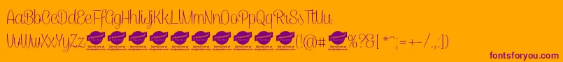 CaneletterscriptthinPersonaluse Font – Purple Fonts on Orange Background