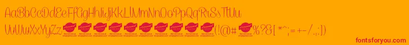 CaneletterscriptthinPersonaluse Font – Red Fonts on Orange Background