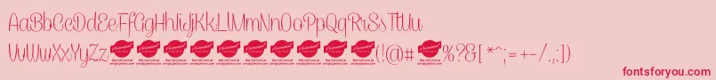CaneletterscriptthinPersonaluse Font – Red Fonts on Pink Background