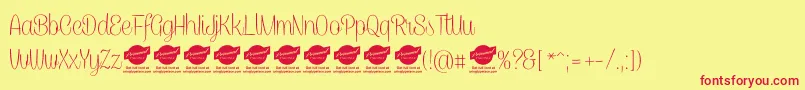 CaneletterscriptthinPersonaluse Font – Red Fonts on Yellow Background